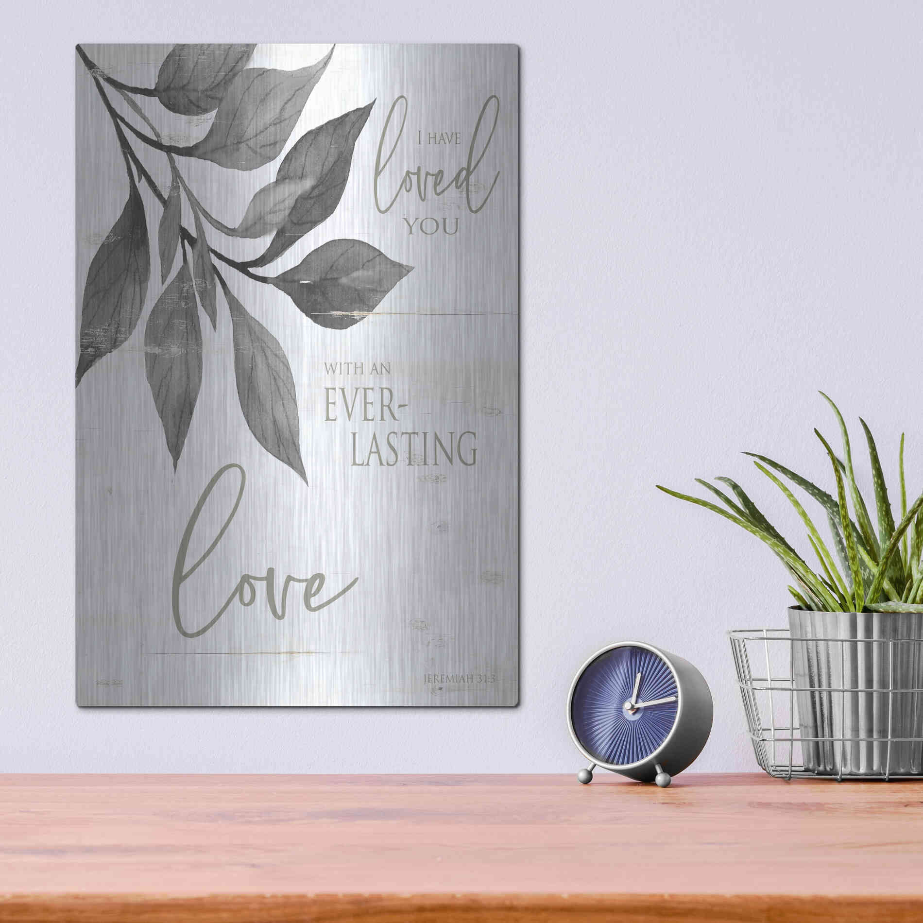 Luxe Metal Art 'I Have Loved You' by Cindy Jacobs, Metal Wall Art,12x16