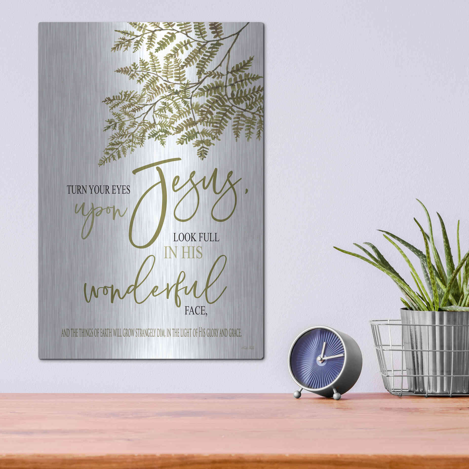 Luxe Metal Art 'Turn Your Eyes Upon Jesus' by Cindy Jacobs, Metal Wall Art,12x16