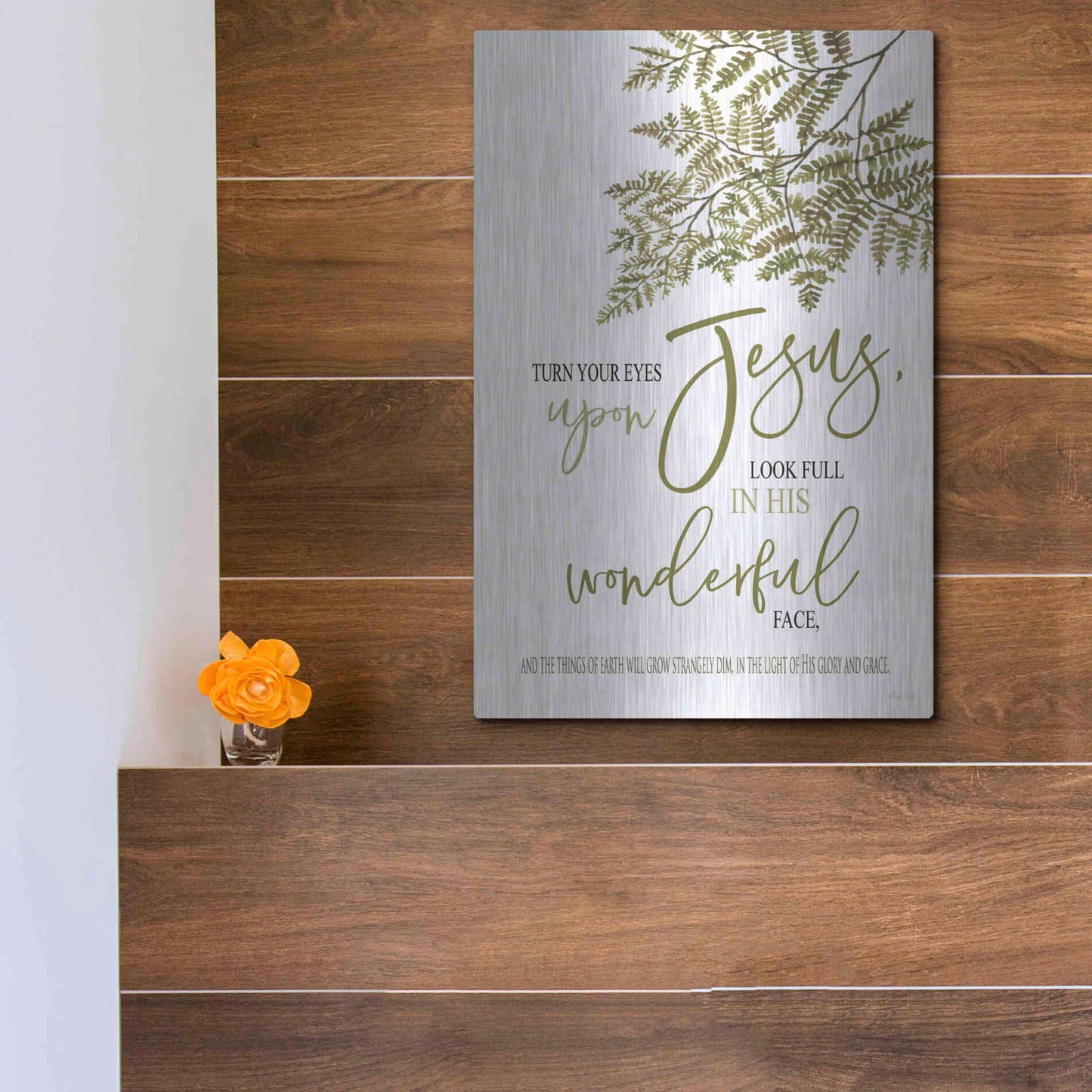 Luxe Metal Art 'Turn Your Eyes Upon Jesus' by Cindy Jacobs, Metal Wall Art,12x16