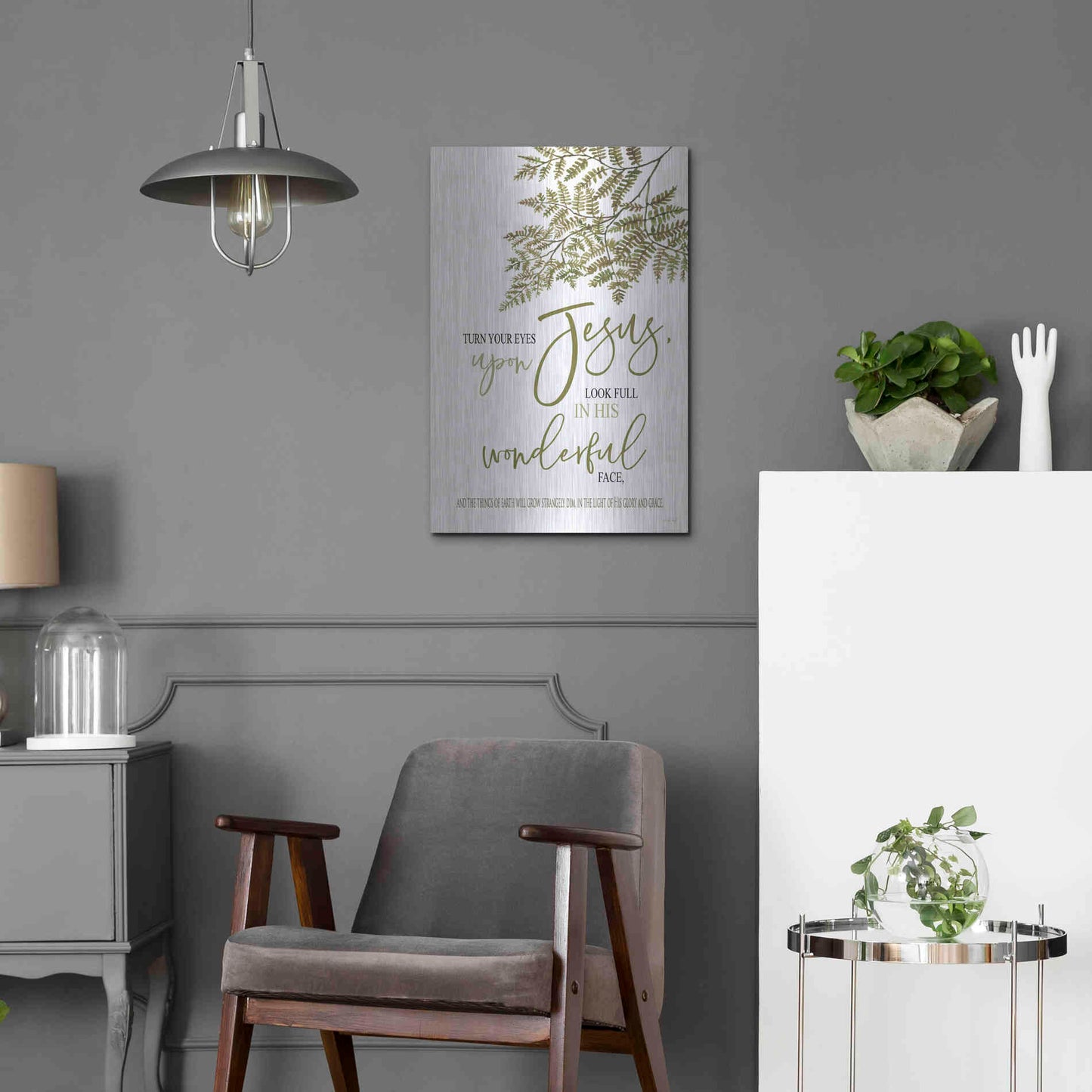 Luxe Metal Art 'Turn Your Eyes Upon Jesus' by Cindy Jacobs, Metal Wall Art,16x24