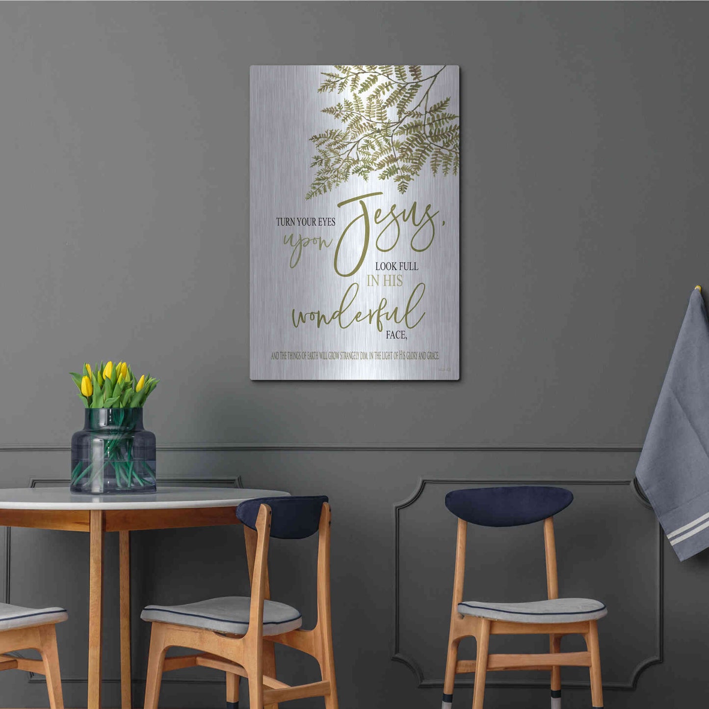 Luxe Metal Art 'Turn Your Eyes Upon Jesus' by Cindy Jacobs, Metal Wall Art,24x36