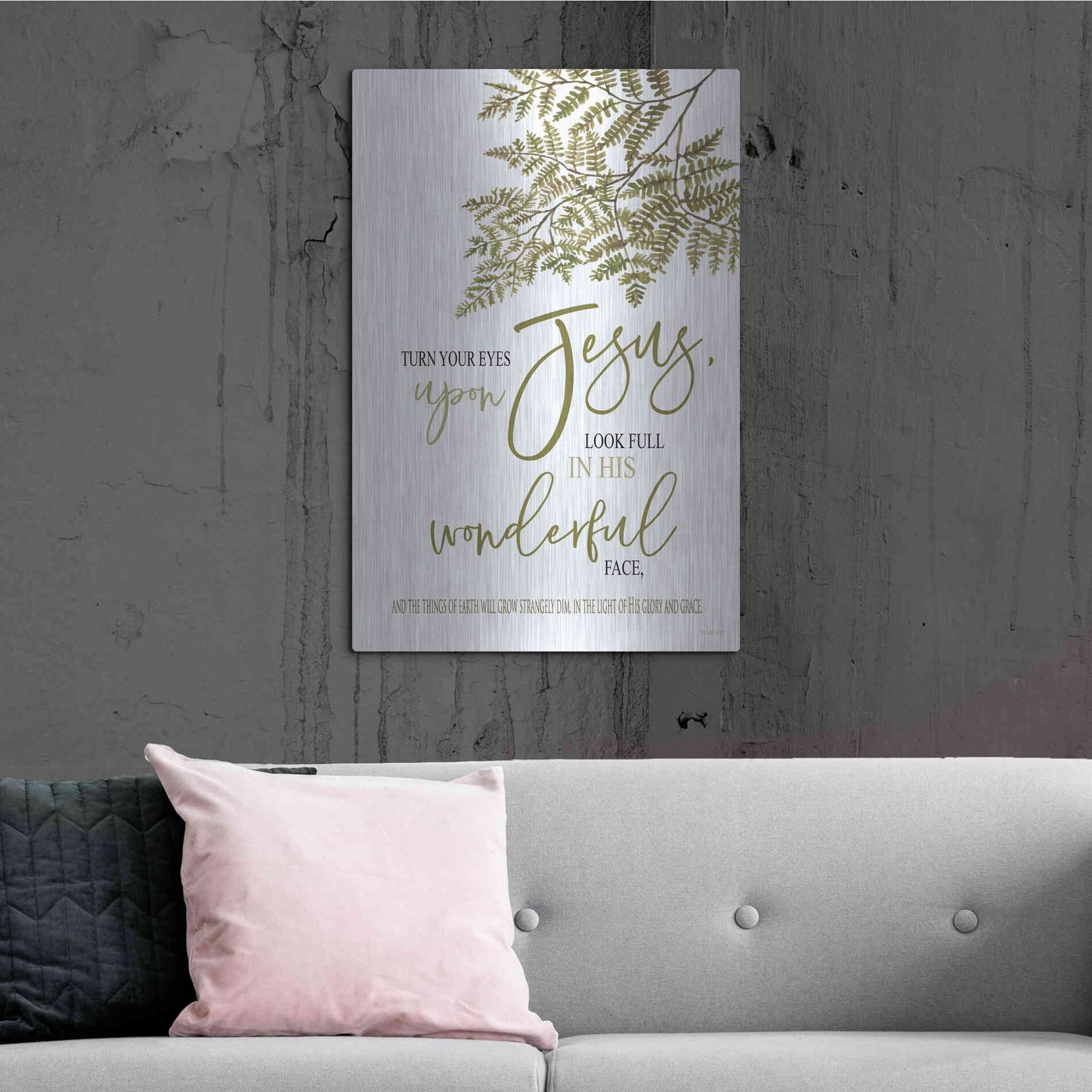 Luxe Metal Art 'Turn Your Eyes Upon Jesus' by Cindy Jacobs, Metal Wall Art,24x36