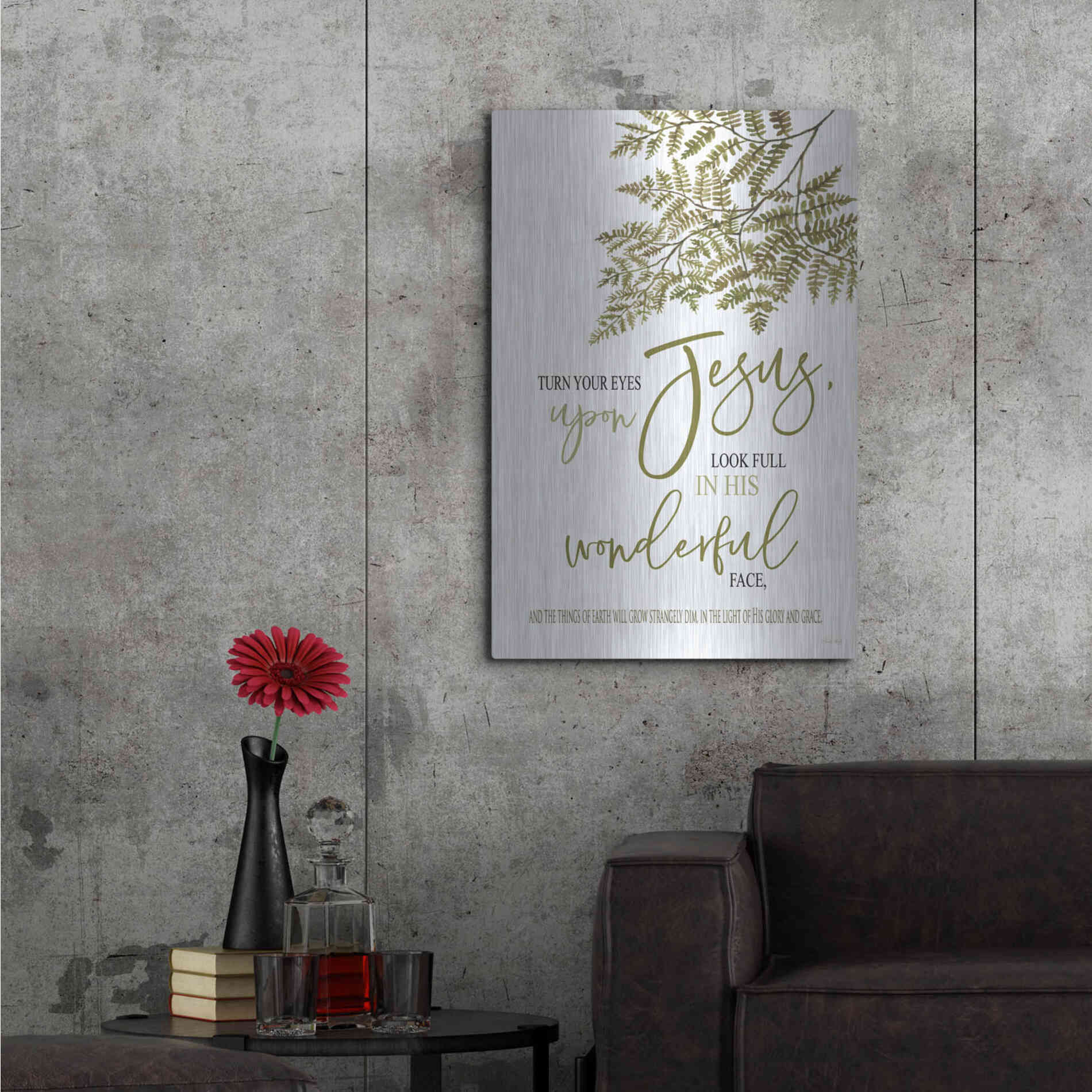 Luxe Metal Art 'Turn Your Eyes Upon Jesus' by Cindy Jacobs, Metal Wall Art,24x36