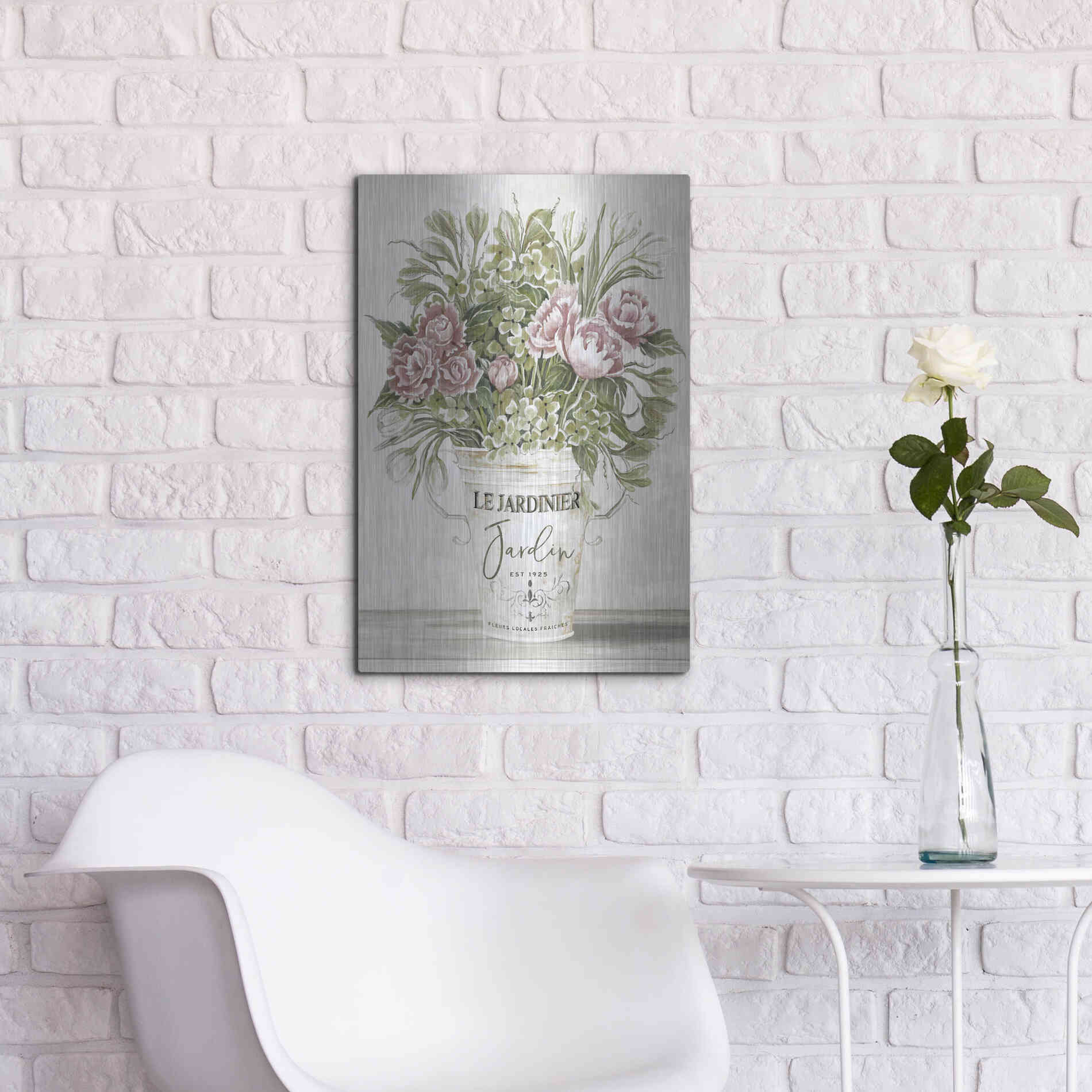 Luxe Metal Art 'Spring Peonies II' by Cindy Jacobs, Metal Wall Art,16x24