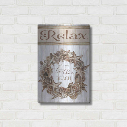 Luxe Metal Art 'Relax Shell Wreath' by Cindy Jacobs, Metal Wall Art,16x24