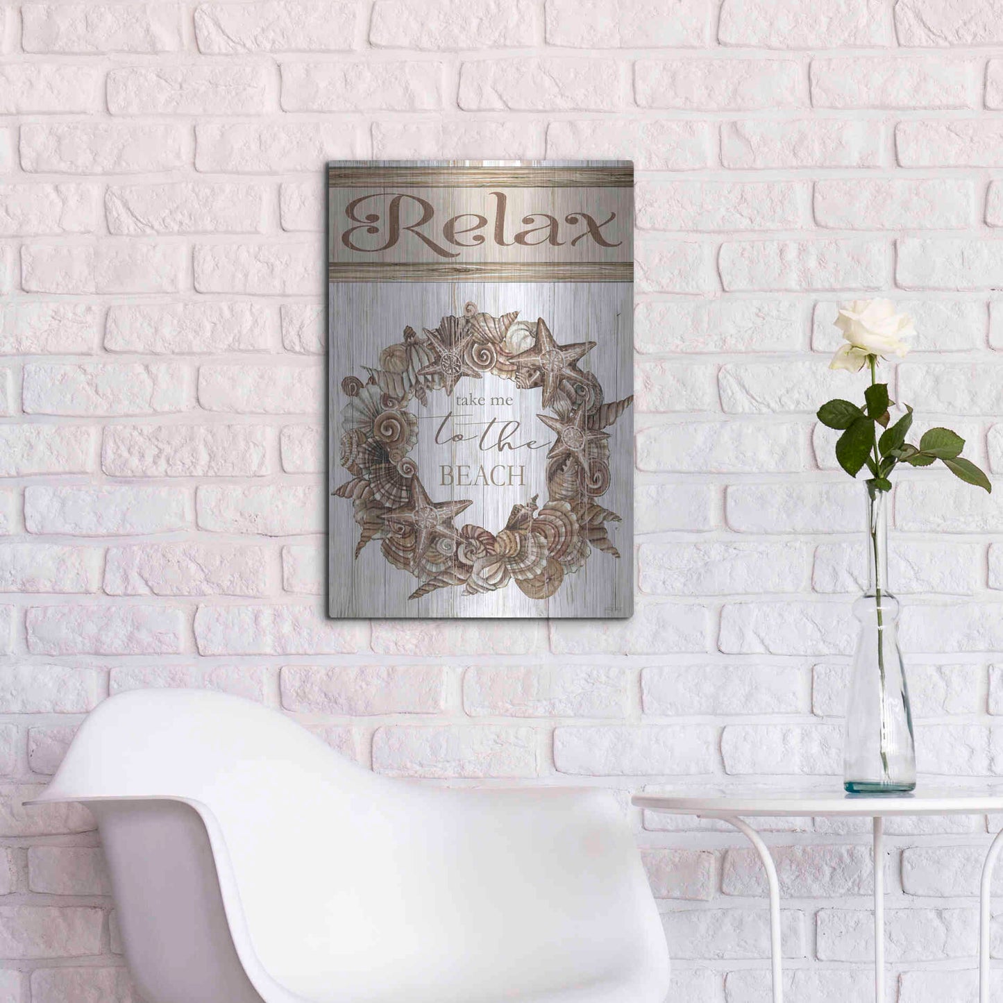 Luxe Metal Art 'Relax Shell Wreath' by Cindy Jacobs, Metal Wall Art,16x24