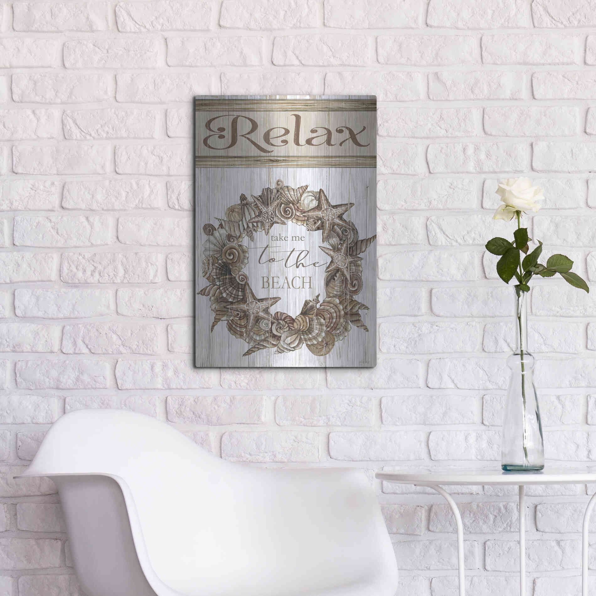 Luxe Metal Art 'Relax Shell Wreath' by Cindy Jacobs, Metal Wall Art,16x24