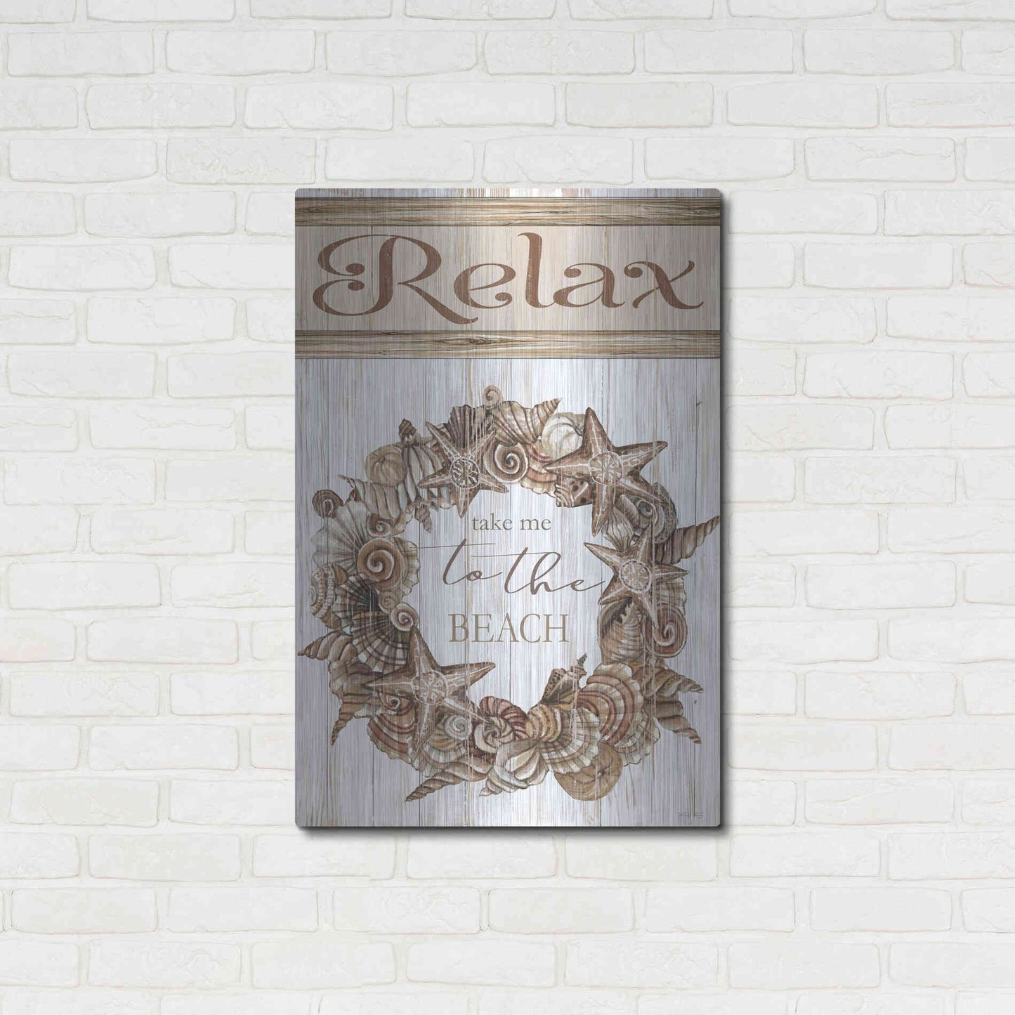 Luxe Metal Art 'Relax Shell Wreath' by Cindy Jacobs, Metal Wall Art,24x36