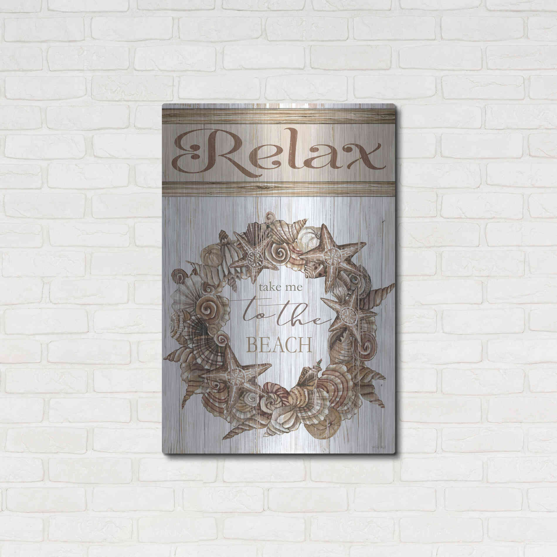 Luxe Metal Art 'Relax Shell Wreath' by Cindy Jacobs, Metal Wall Art,24x36