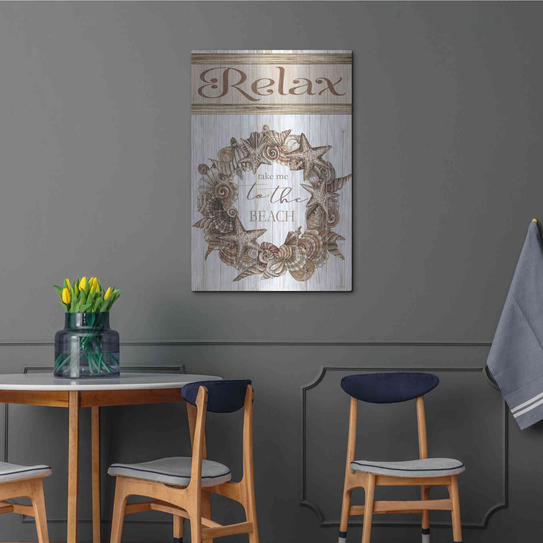 Luxe Metal Art 'Relax Shell Wreath' by Cindy Jacobs, Metal Wall Art,24x36