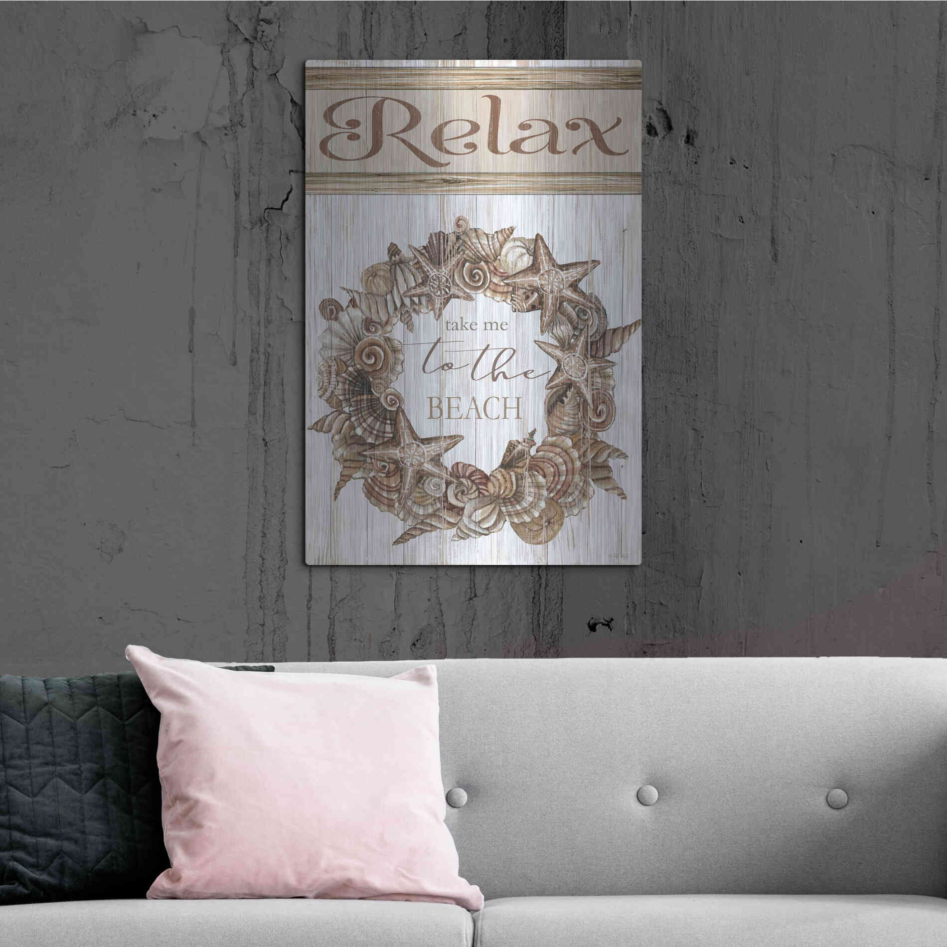 Luxe Metal Art 'Relax Shell Wreath' by Cindy Jacobs, Metal Wall Art,24x36