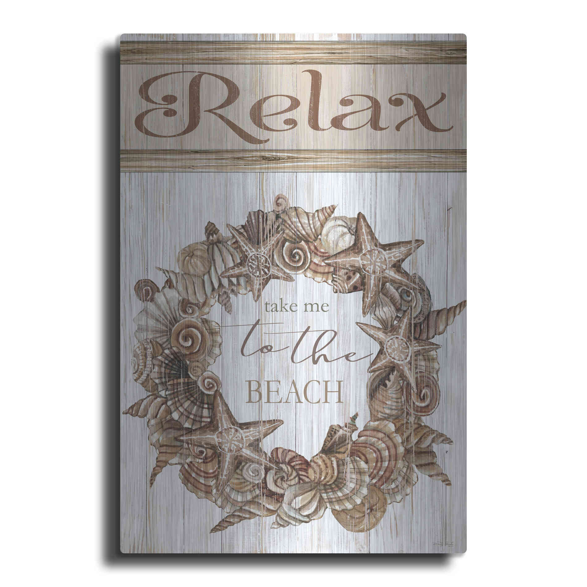 Luxe Metal Art 'Relax Shell Wreath' by Cindy Jacobs, Metal Wall Art