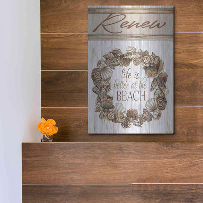 Luxe Metal Art 'Renew Shell Wreath' by Cindy Jacobs, Metal Wall Art,12x16