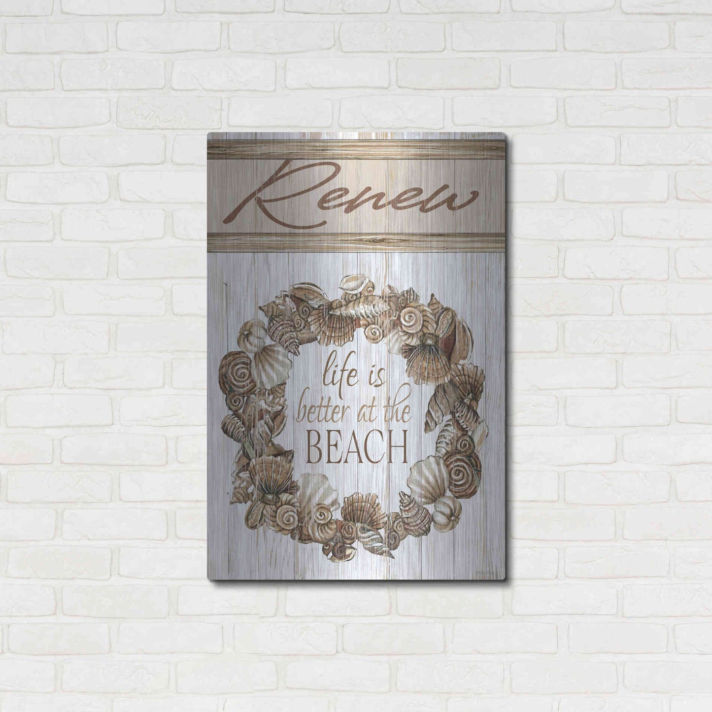 Luxe Metal Art 'Renew Shell Wreath' by Cindy Jacobs, Metal Wall Art,24x36