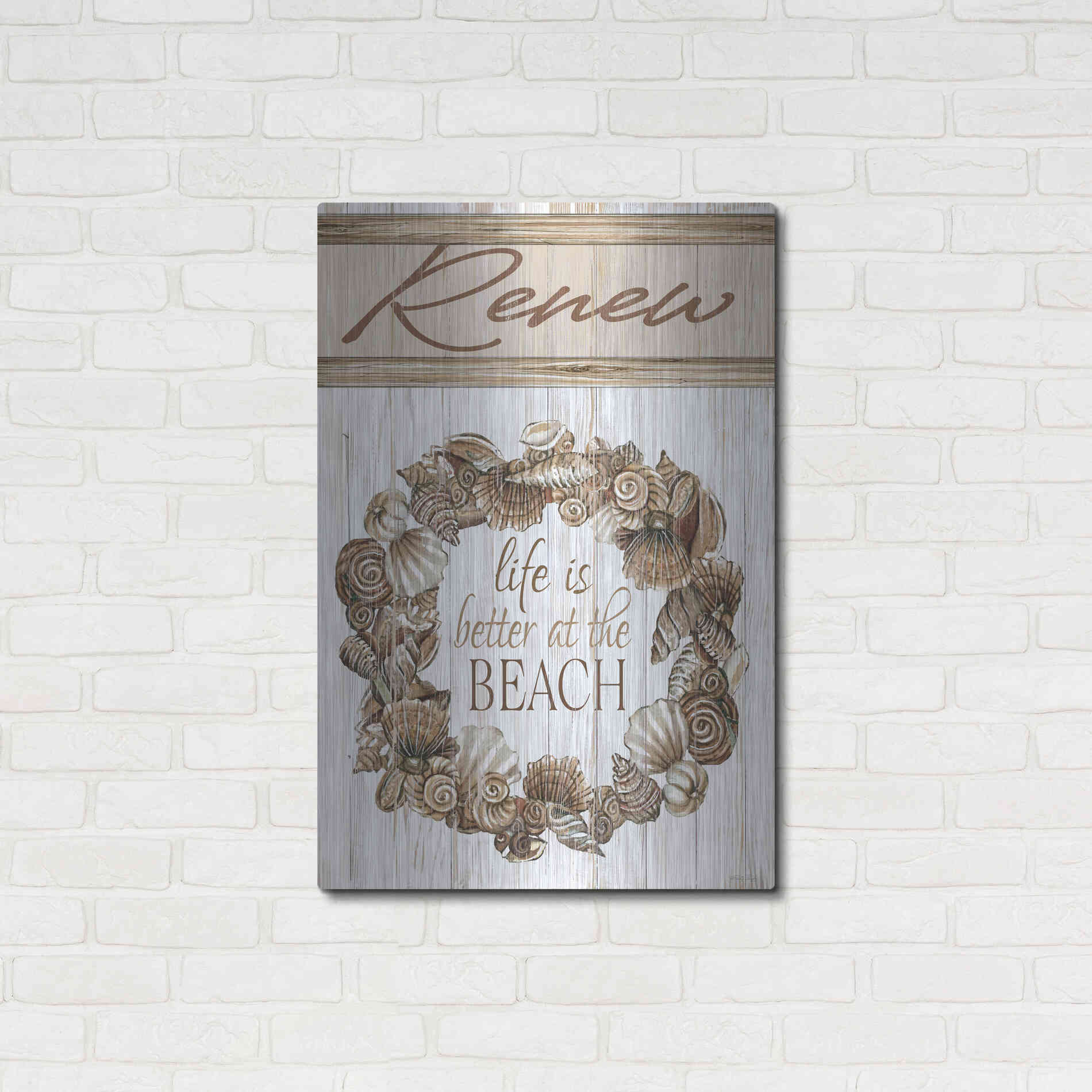 Luxe Metal Art 'Renew Shell Wreath' by Cindy Jacobs, Metal Wall Art,24x36