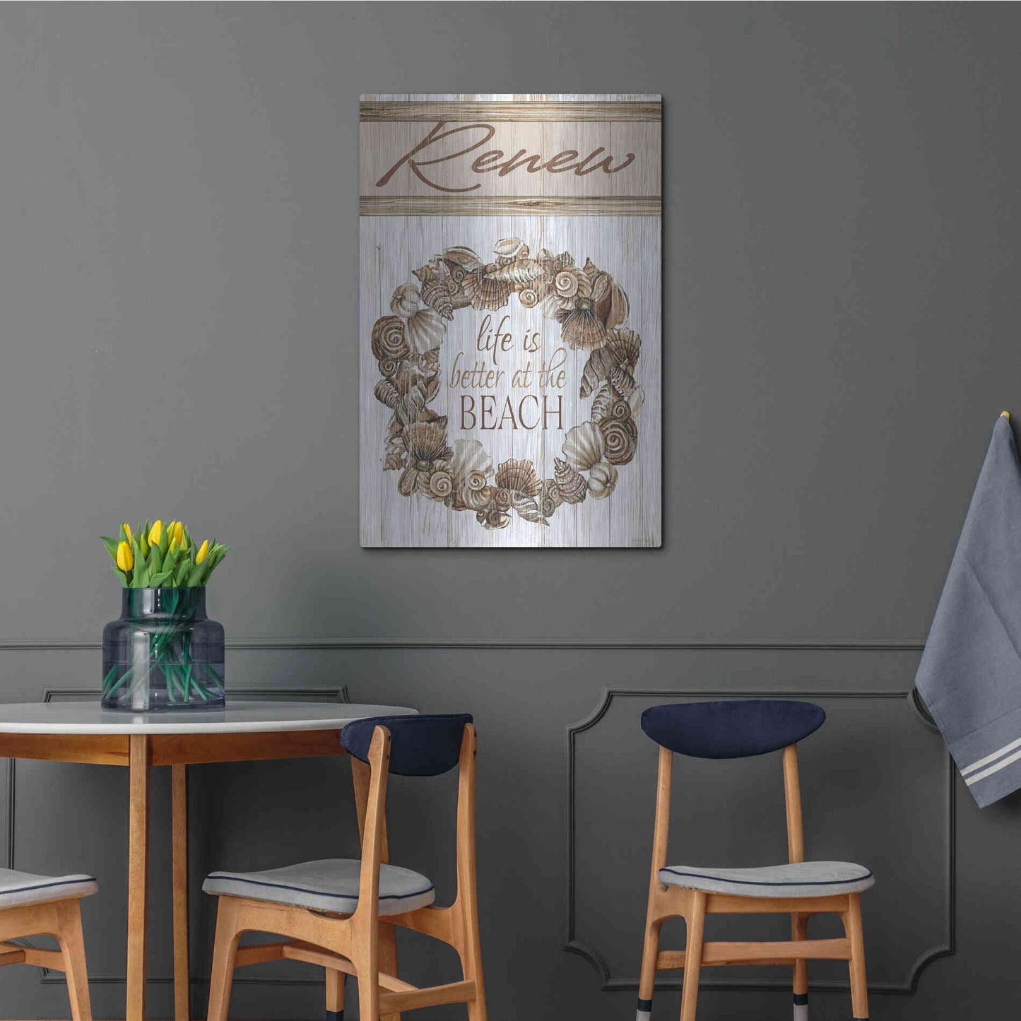Luxe Metal Art 'Renew Shell Wreath' by Cindy Jacobs, Metal Wall Art,24x36