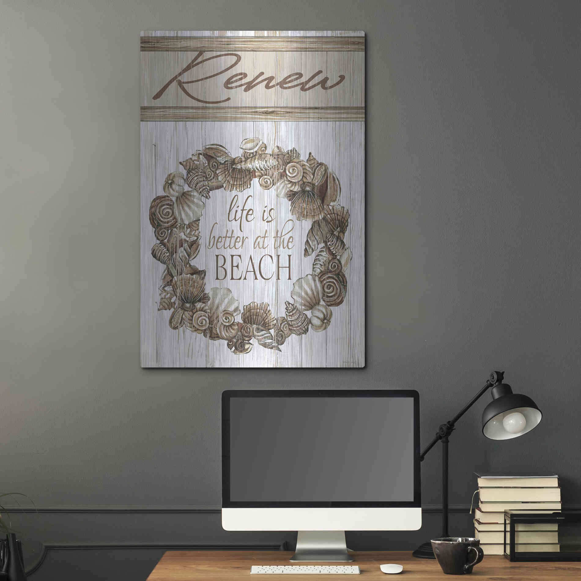 Luxe Metal Art 'Renew Shell Wreath' by Cindy Jacobs, Metal Wall Art,24x36