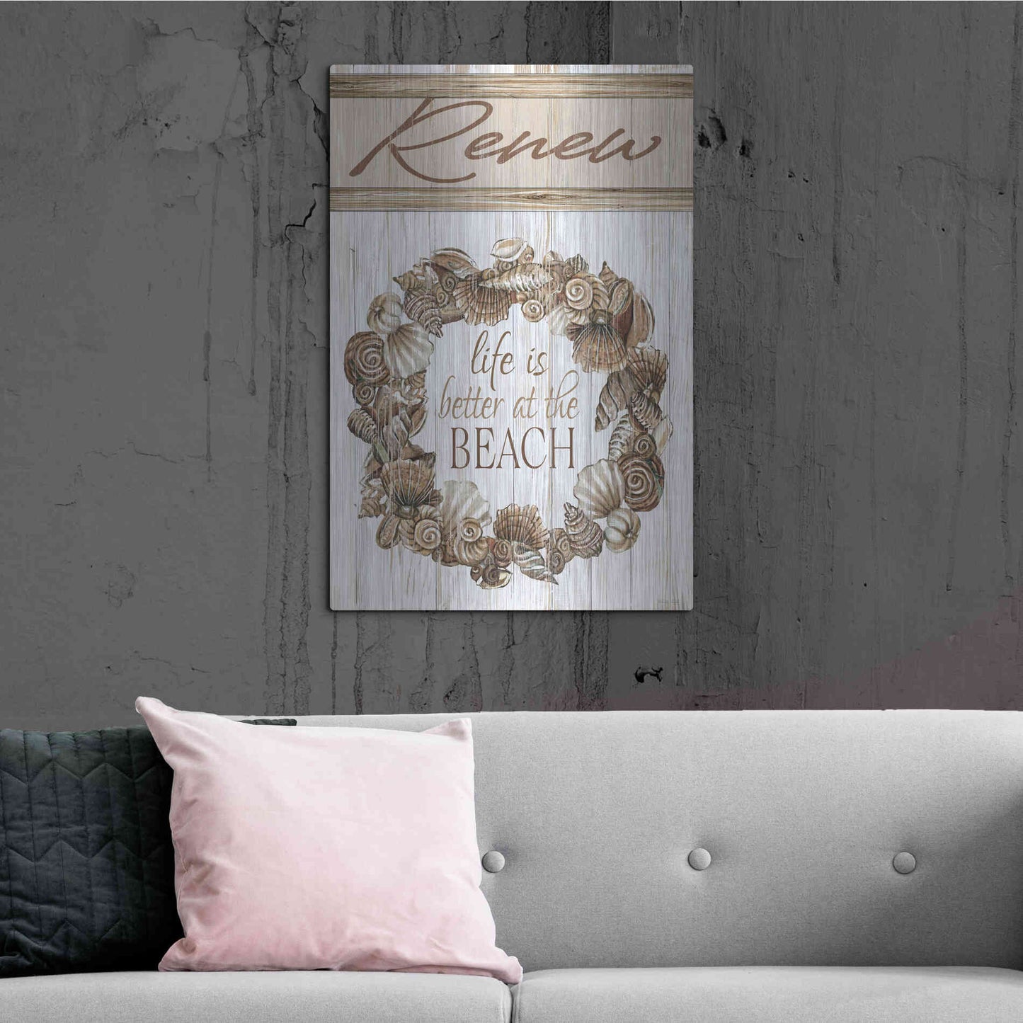 Luxe Metal Art 'Renew Shell Wreath' by Cindy Jacobs, Metal Wall Art,24x36