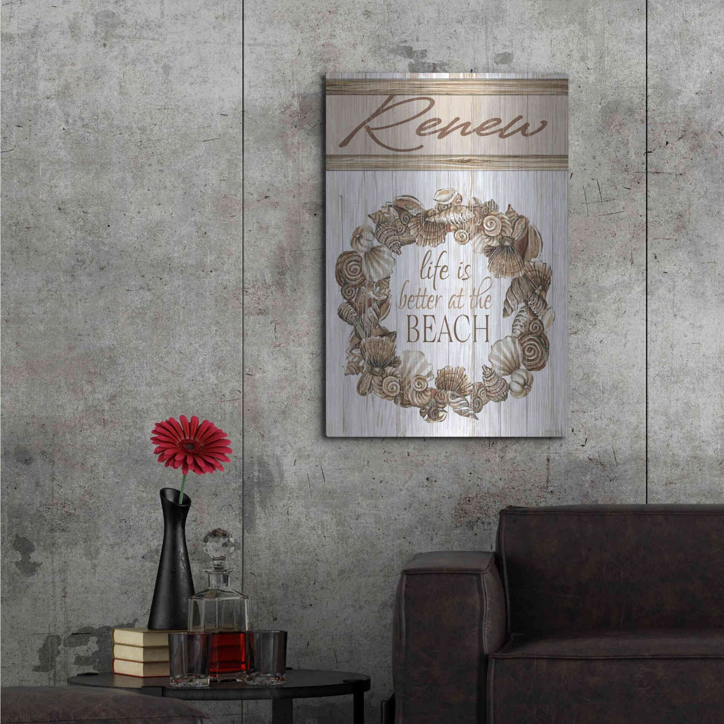 Luxe Metal Art 'Renew Shell Wreath' by Cindy Jacobs, Metal Wall Art,24x36