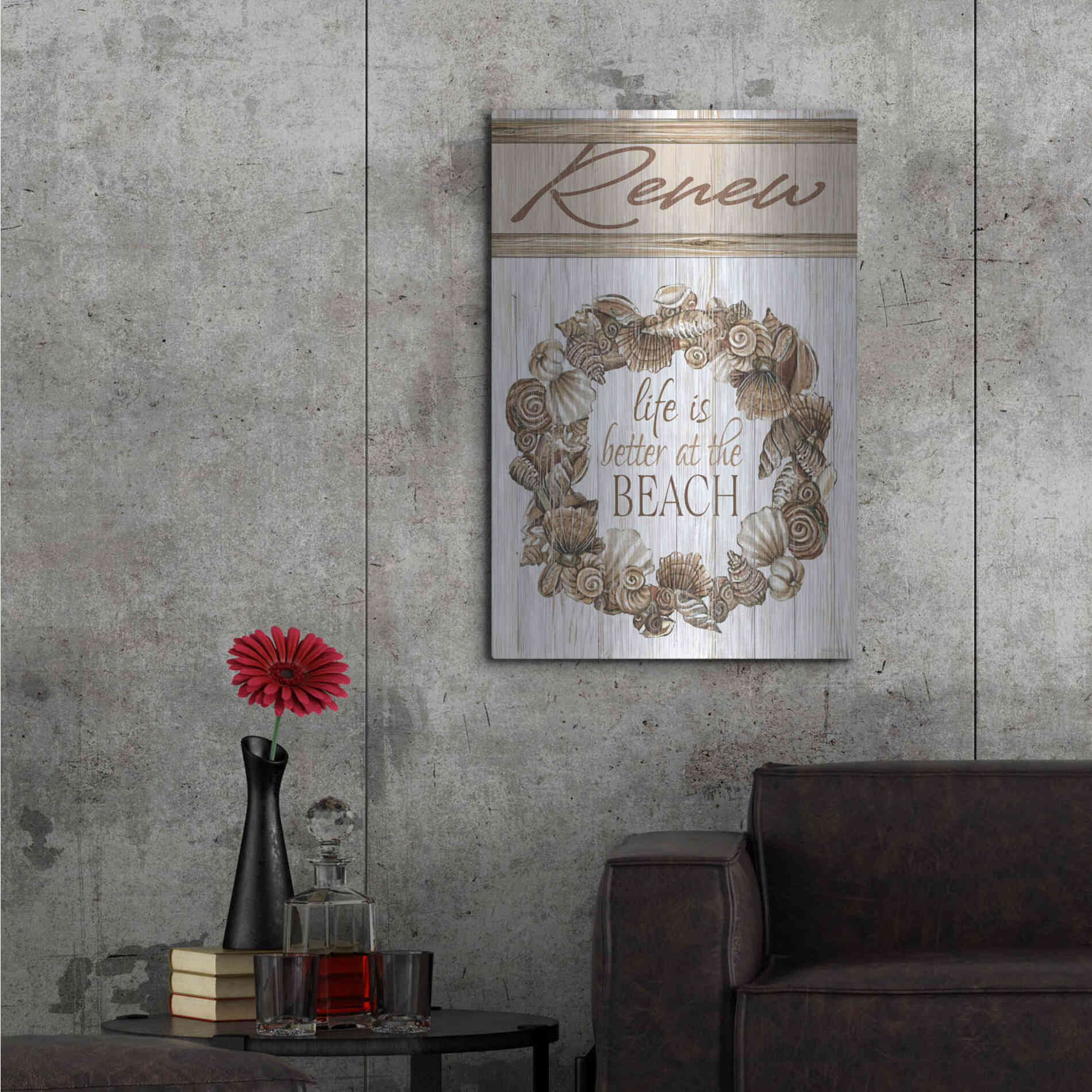 Luxe Metal Art 'Renew Shell Wreath' by Cindy Jacobs, Metal Wall Art,24x36