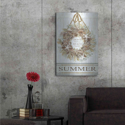 Luxe Metal Art 'Summer Beach Wreath' by Cindy Jacobs, Metal Wall Art,24x36