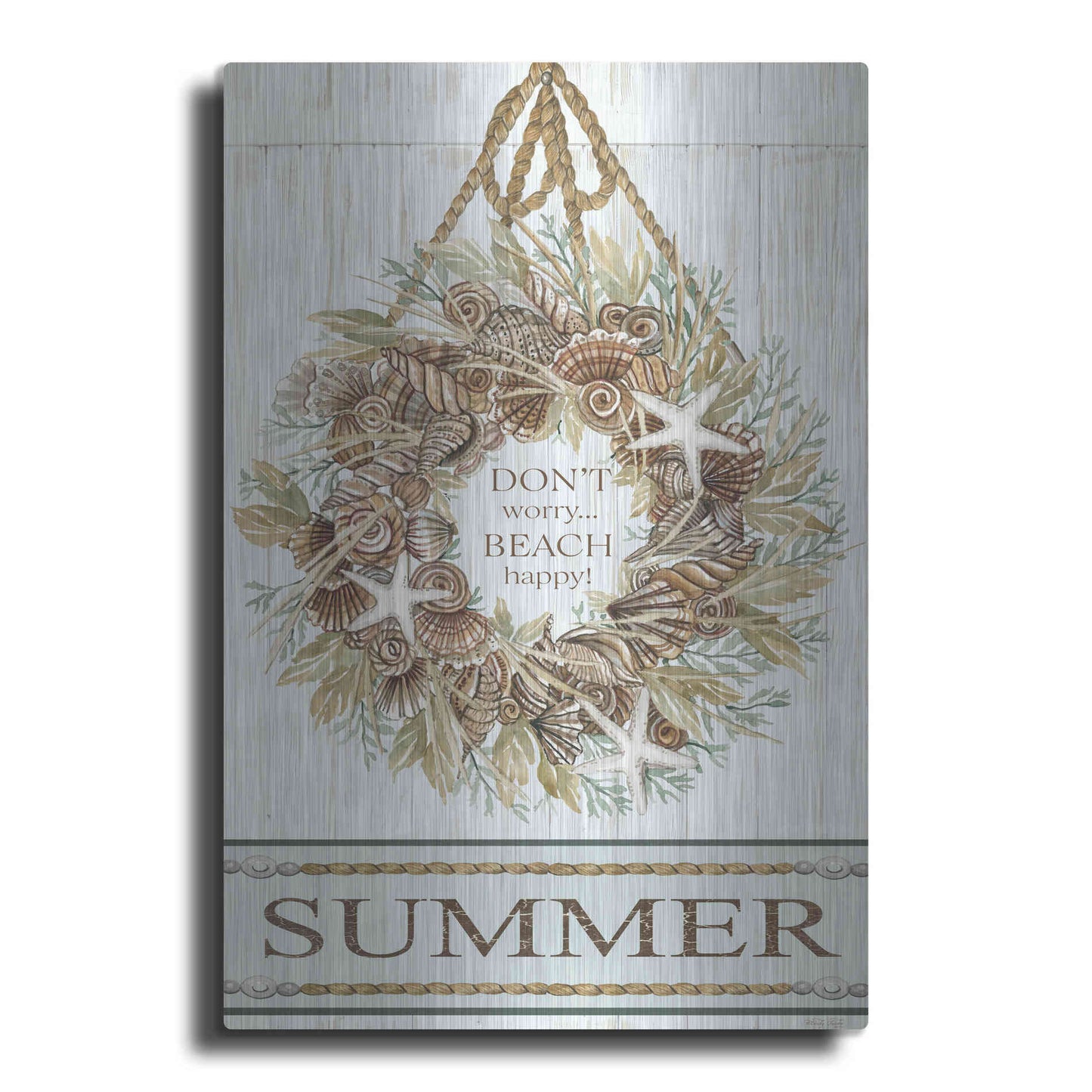 Luxe Metal Art 'Summer Beach Wreath' by Cindy Jacobs, Metal Wall Art