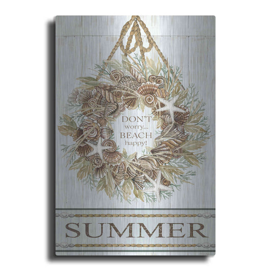 Luxe Metal Art 'Summer Beach Wreath' by Cindy Jacobs, Metal Wall Art