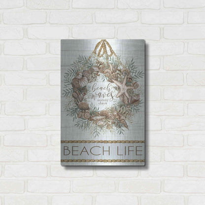 Luxe Metal Art 'Beach Waves Wreath' by Cindy Jacobs, Metal Wall Art,16x24