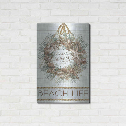 Luxe Metal Art 'Beach Waves Wreath' by Cindy Jacobs, Metal Wall Art,24x36