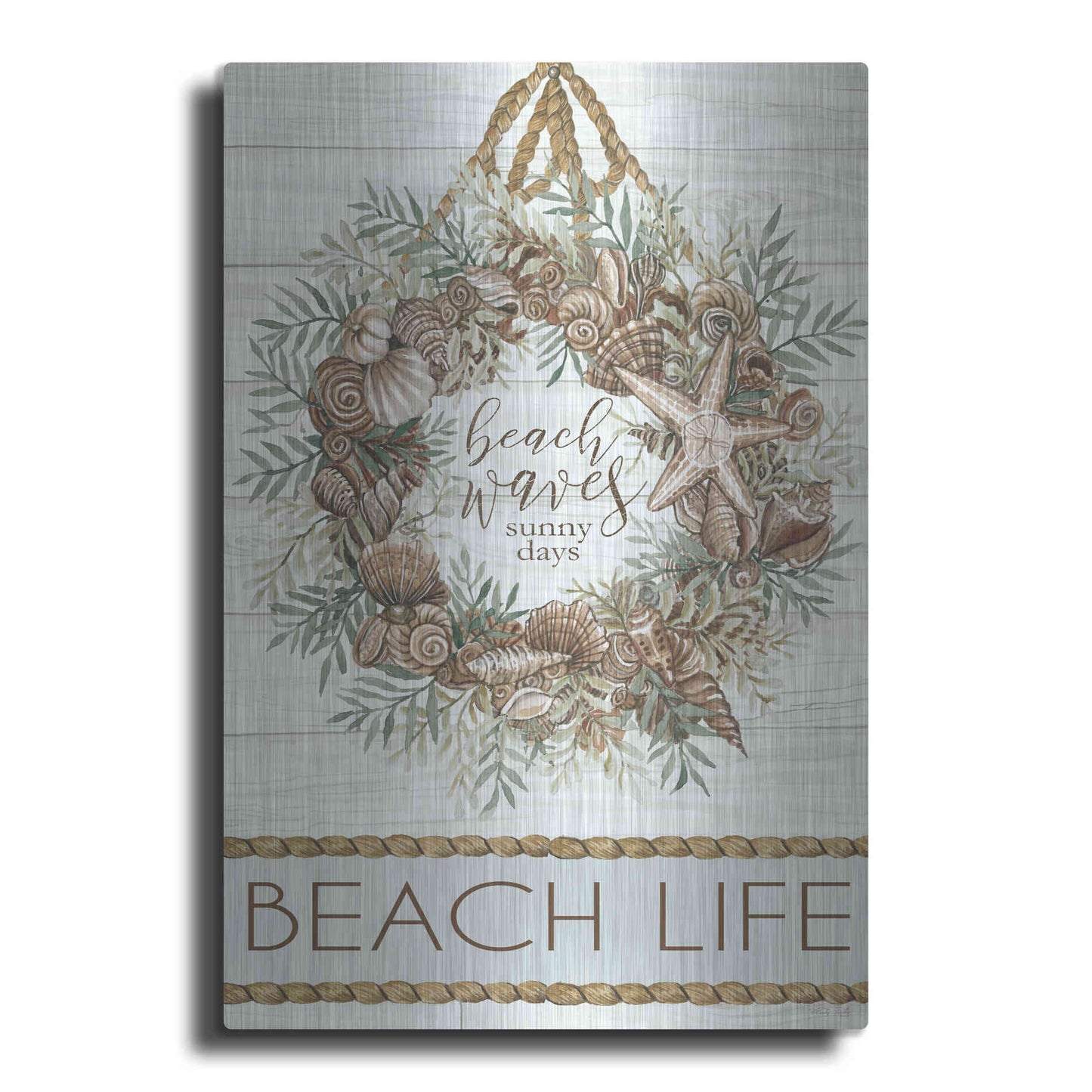 Luxe Metal Art 'Beach Waves Wreath' by Cindy Jacobs, Metal Wall Art