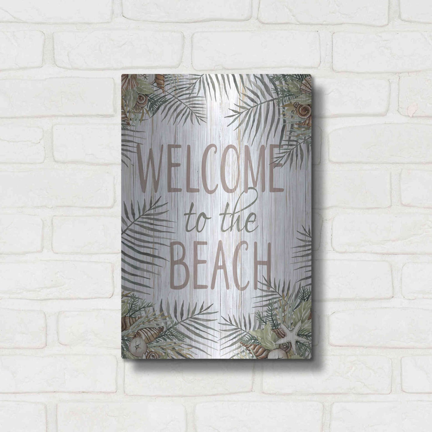 Luxe Metal Art 'Welcome to the Beach' by Cindy Jacobs, Metal Wall Art,12x16