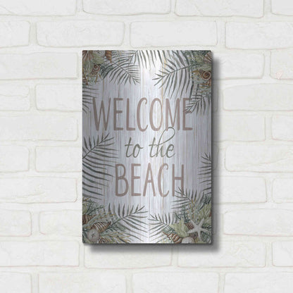Luxe Metal Art 'Welcome to the Beach' by Cindy Jacobs, Metal Wall Art,12x16