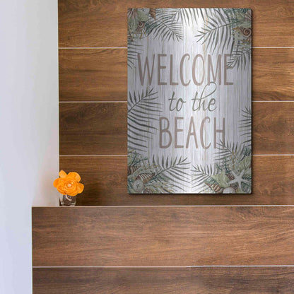 Luxe Metal Art 'Welcome to the Beach' by Cindy Jacobs, Metal Wall Art,12x16