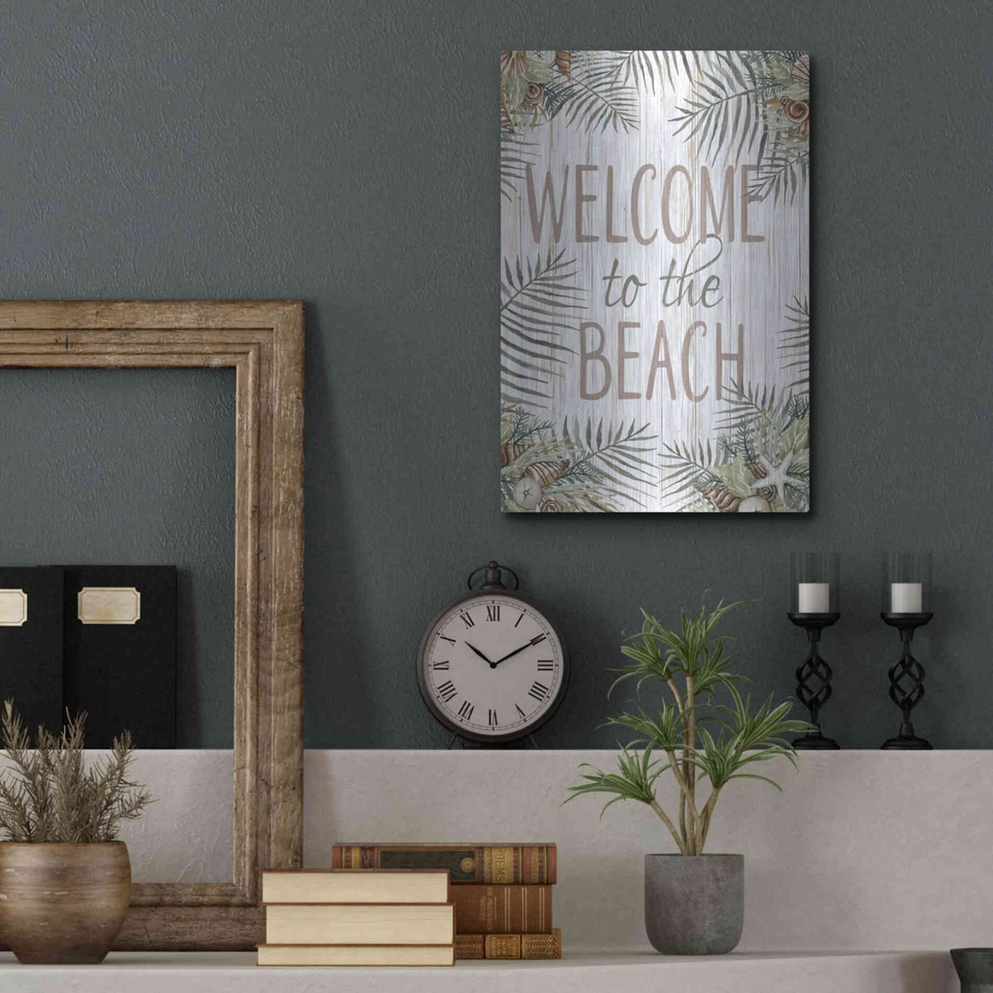 Luxe Metal Art 'Welcome to the Beach' by Cindy Jacobs, Metal Wall Art,12x16
