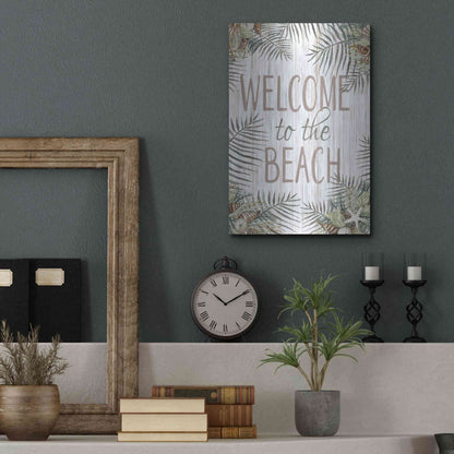 Luxe Metal Art 'Welcome to the Beach' by Cindy Jacobs, Metal Wall Art,12x16