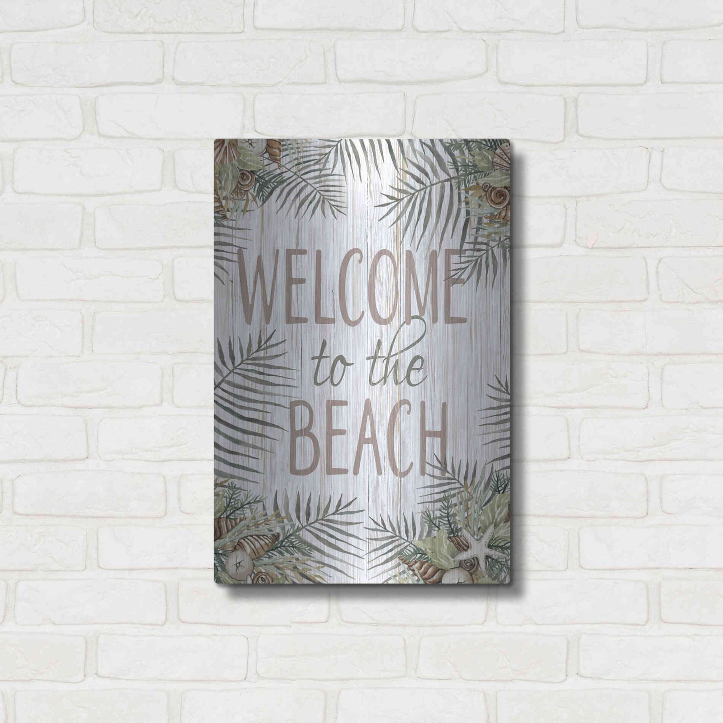 Luxe Metal Art 'Welcome to the Beach' by Cindy Jacobs, Metal Wall Art,16x24