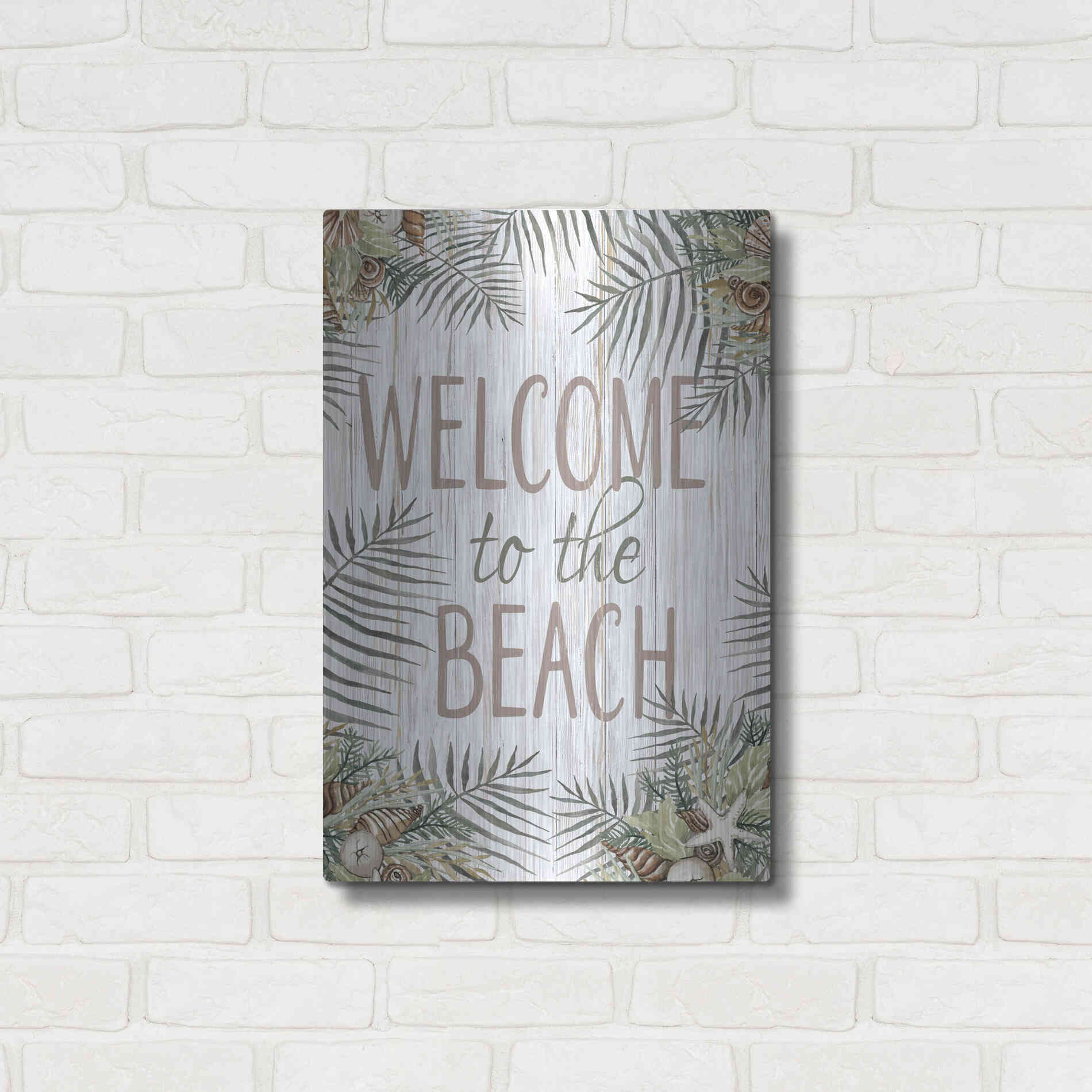 Luxe Metal Art 'Welcome to the Beach' by Cindy Jacobs, Metal Wall Art,16x24
