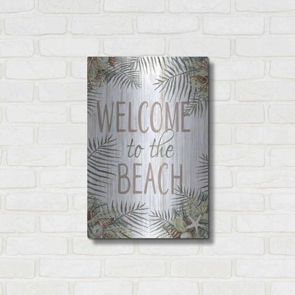 Luxe Metal Art 'Welcome to the Beach' by Cindy Jacobs, Metal Wall Art,16x24
