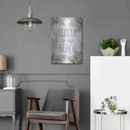 Luxe Metal Art 'Welcome to the Beach' by Cindy Jacobs, Metal Wall Art,16x24