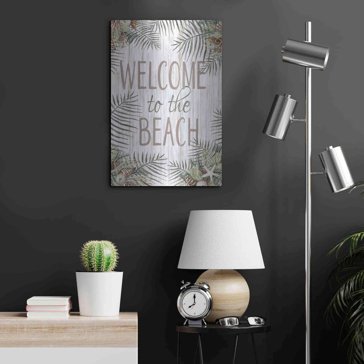 Luxe Metal Art 'Welcome to the Beach' by Cindy Jacobs, Metal Wall Art,16x24