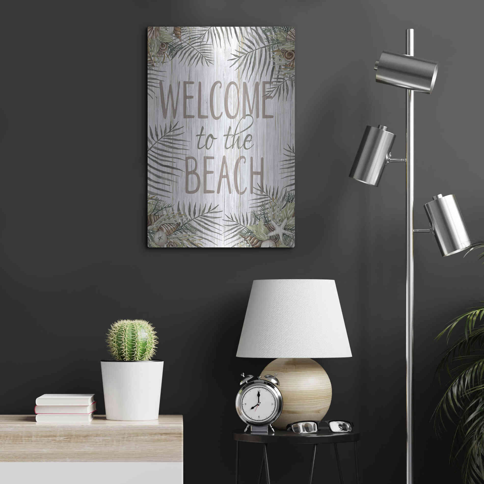 Luxe Metal Art 'Welcome to the Beach' by Cindy Jacobs, Metal Wall Art,16x24
