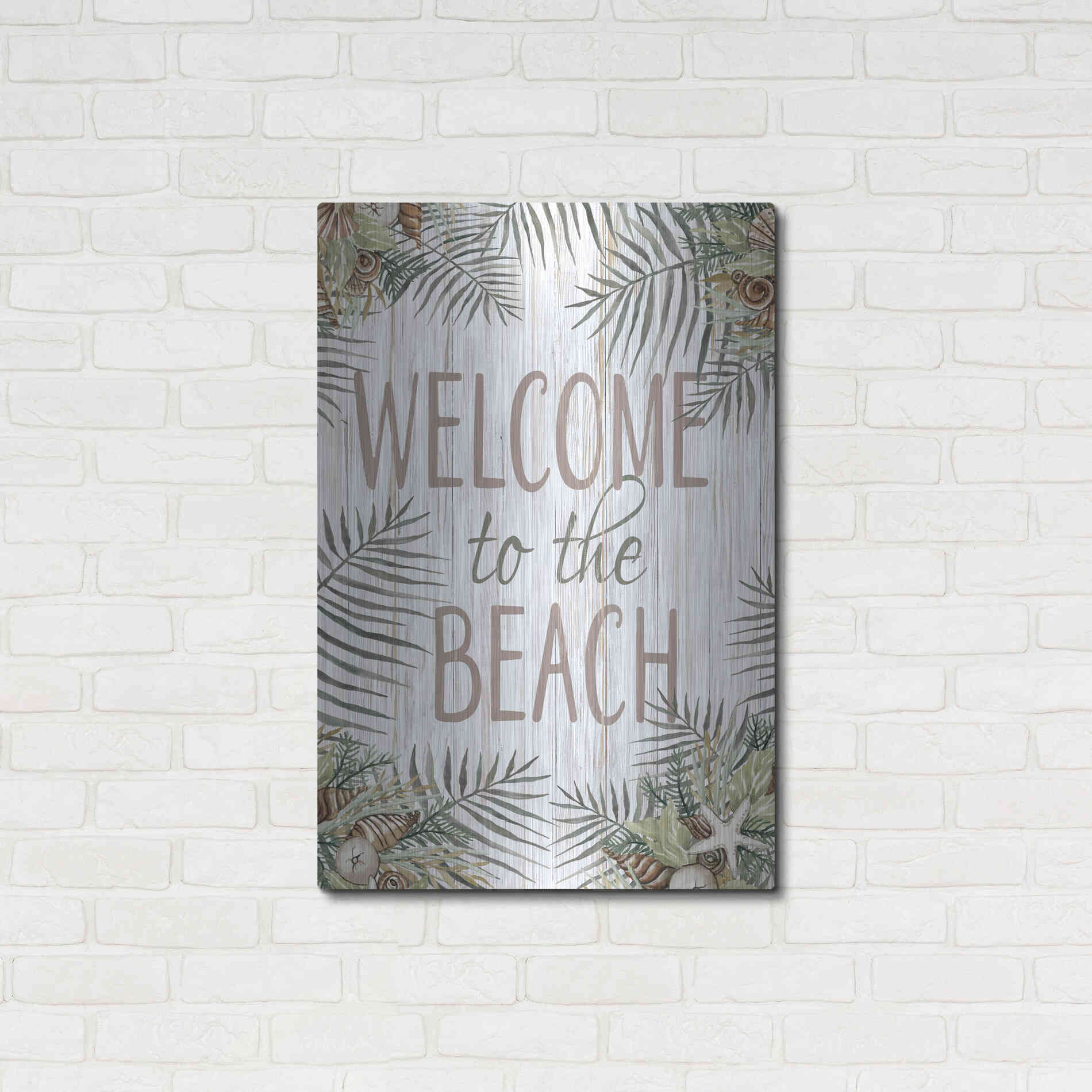 Luxe Metal Art 'Welcome to the Beach' by Cindy Jacobs, Metal Wall Art,24x36