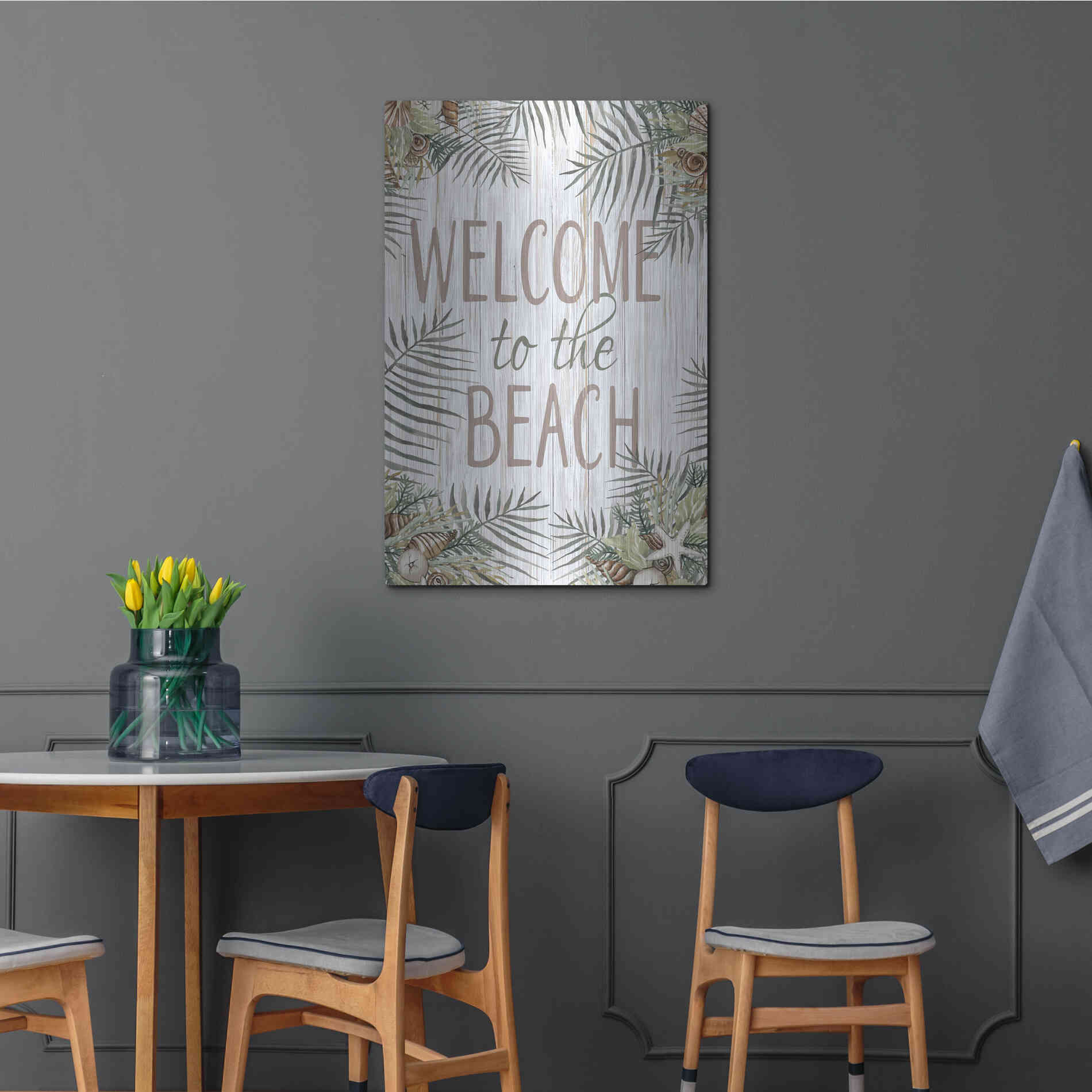 Luxe Metal Art 'Welcome to the Beach' by Cindy Jacobs, Metal Wall Art,24x36