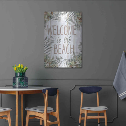 Luxe Metal Art 'Welcome to the Beach' by Cindy Jacobs, Metal Wall Art,24x36