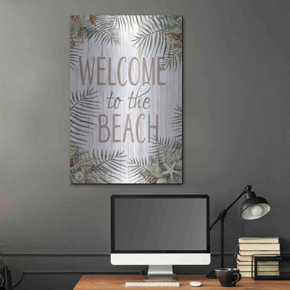 Luxe Metal Art 'Welcome to the Beach' by Cindy Jacobs, Metal Wall Art,24x36