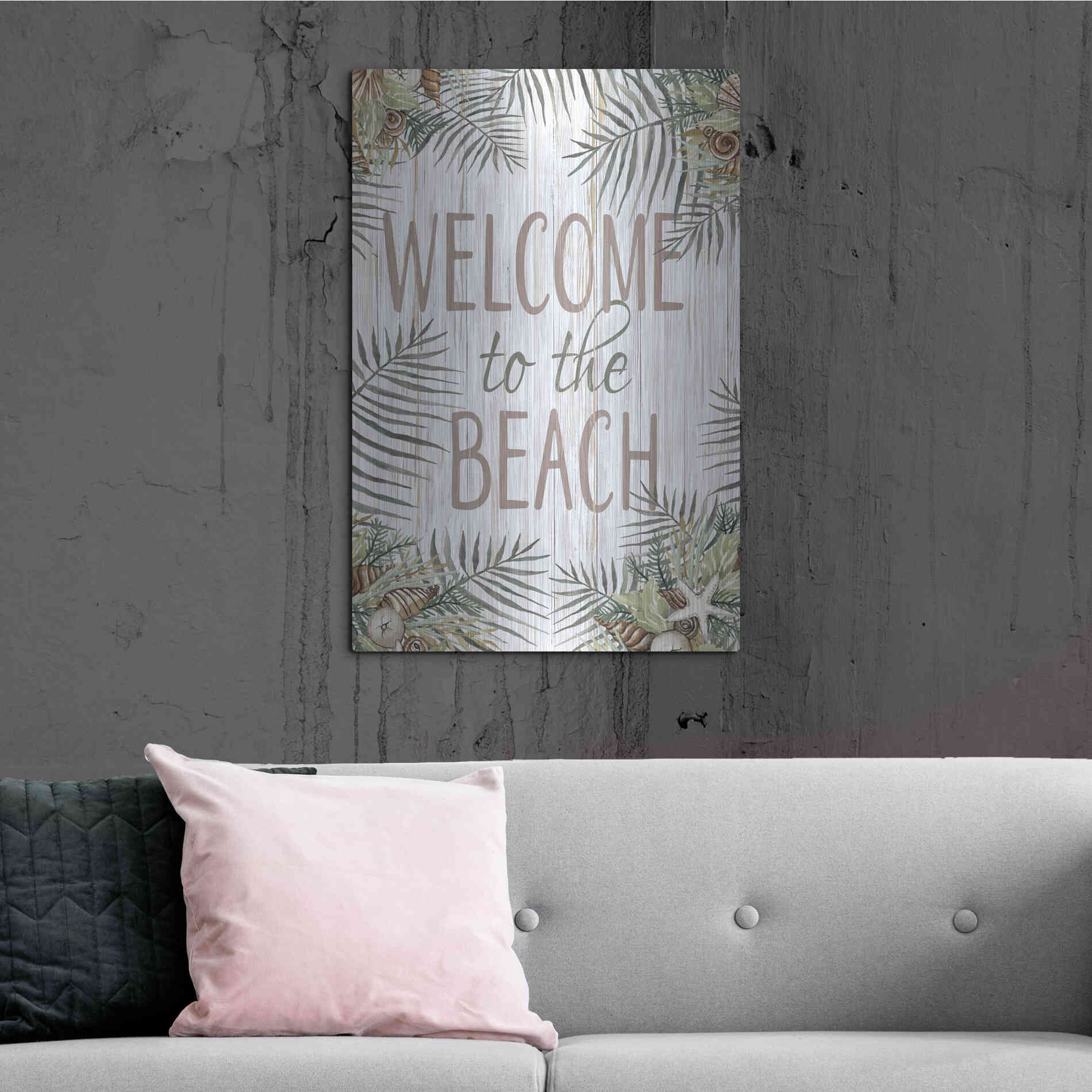 Luxe Metal Art 'Welcome to the Beach' by Cindy Jacobs, Metal Wall Art,24x36