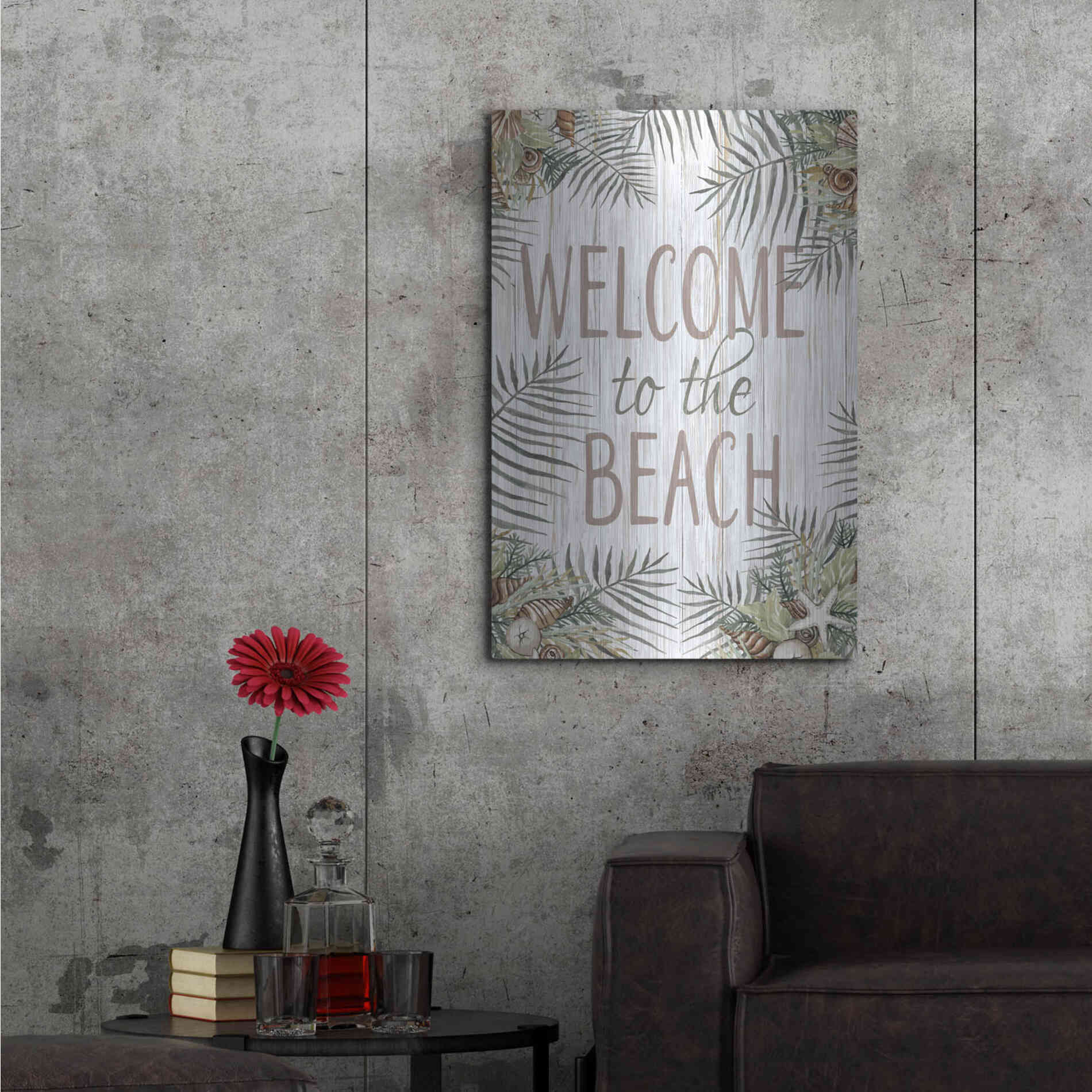 Luxe Metal Art 'Welcome to the Beach' by Cindy Jacobs, Metal Wall Art,24x36