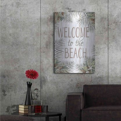 Luxe Metal Art 'Welcome to the Beach' by Cindy Jacobs, Metal Wall Art,24x36