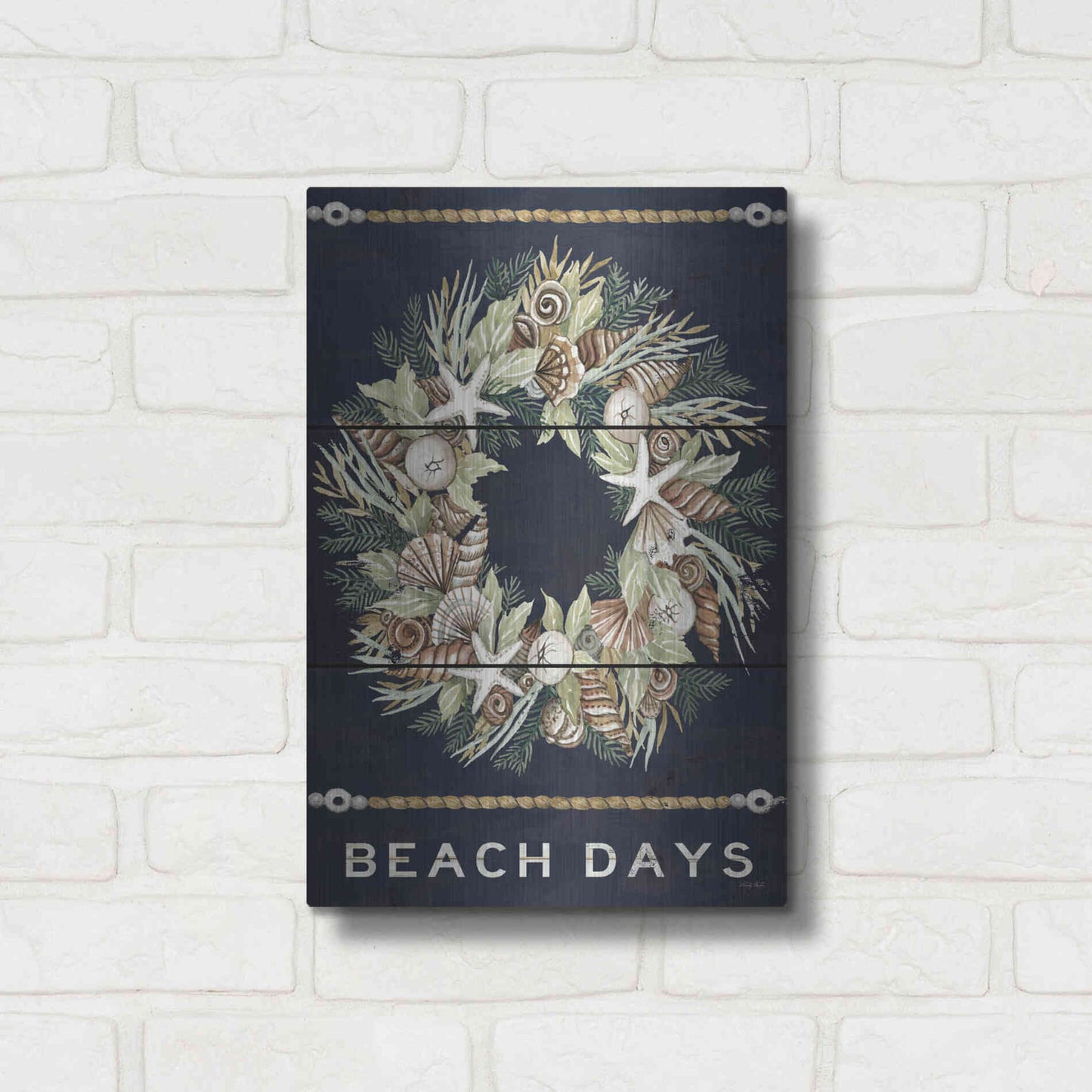 Luxe Metal Art 'Beach Days Shell' by Cindy Jacobs, Metal Wall Art,12x16