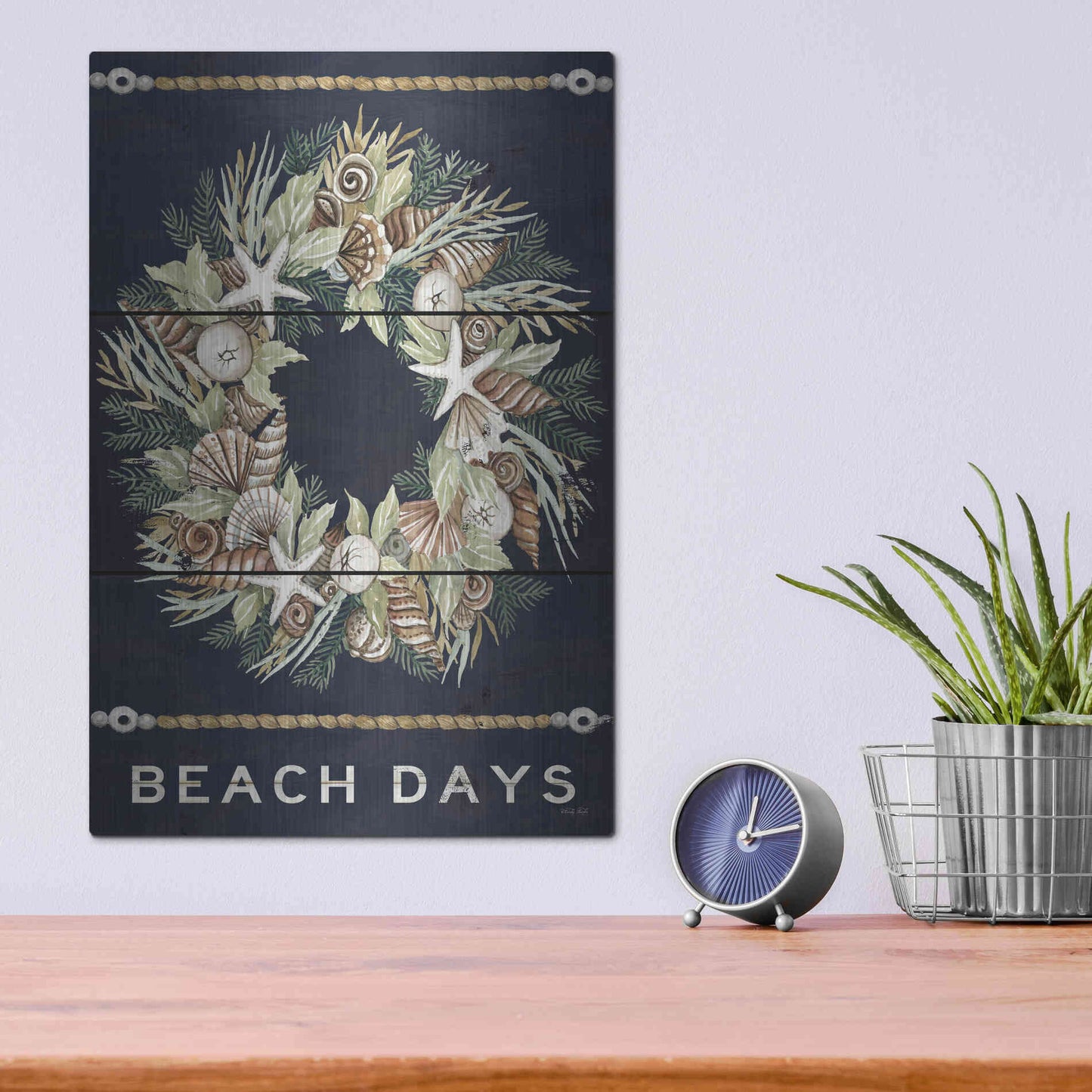 Luxe Metal Art 'Beach Days Shell' by Cindy Jacobs, Metal Wall Art,12x16